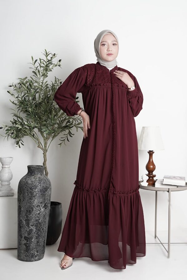 Gamis Muslimah Ceruty Brookat Aleyra - Gambar 4