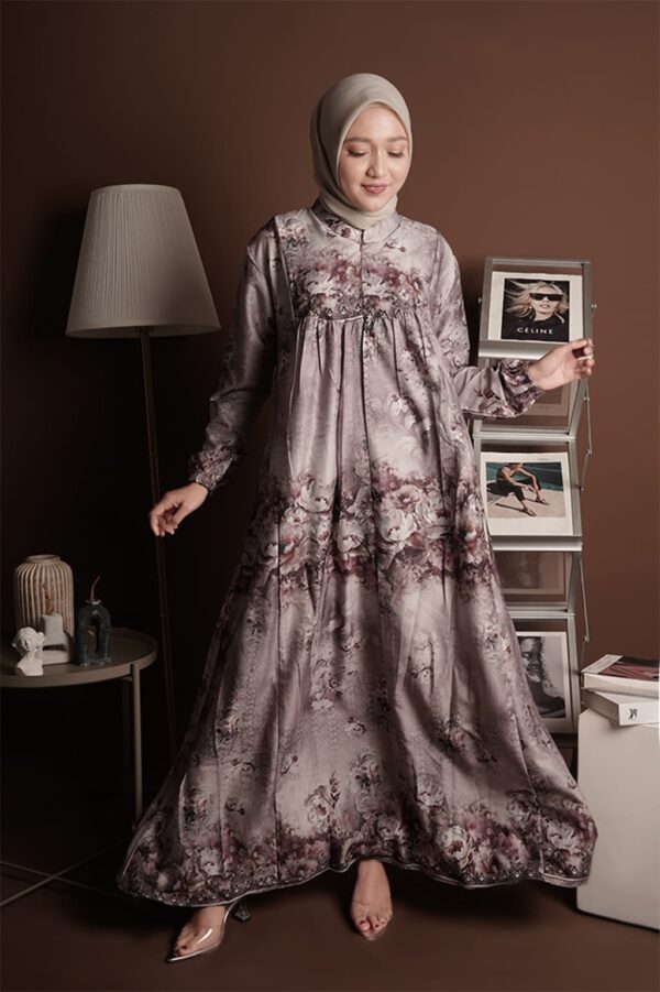 Gamis Muslimah Motif Bunga - Gambar 3