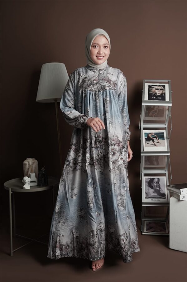 Gamis Muslimah Motif Bunga - Gambar 4