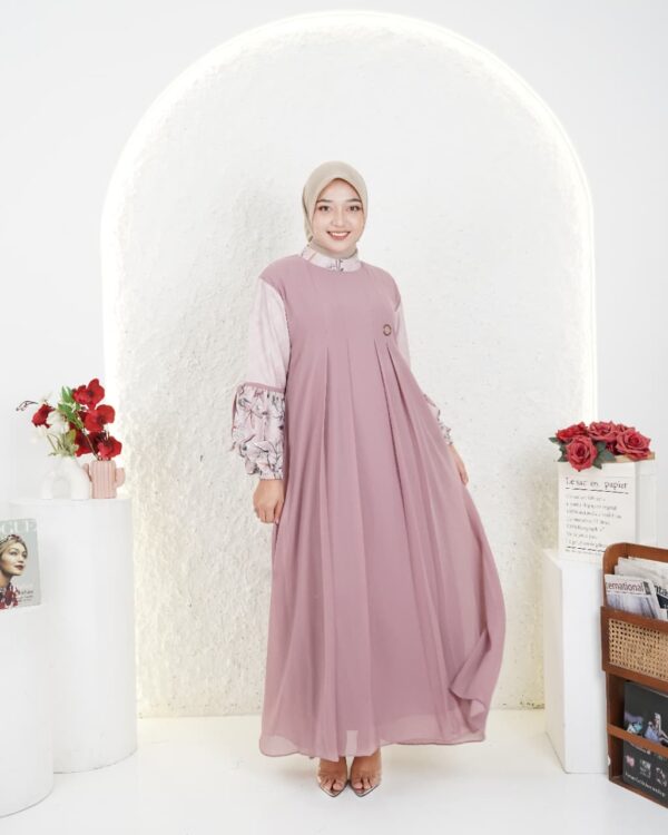 Gamis Muslimah Ceruty Zahrae Motif - Gambar 3