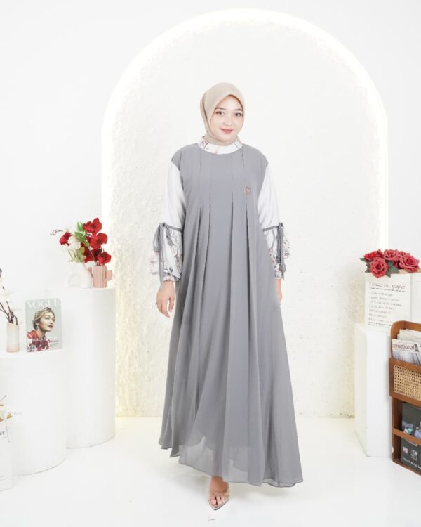 Gamis Muslimah Ceruty Zahrae Motif - Gambar 5
