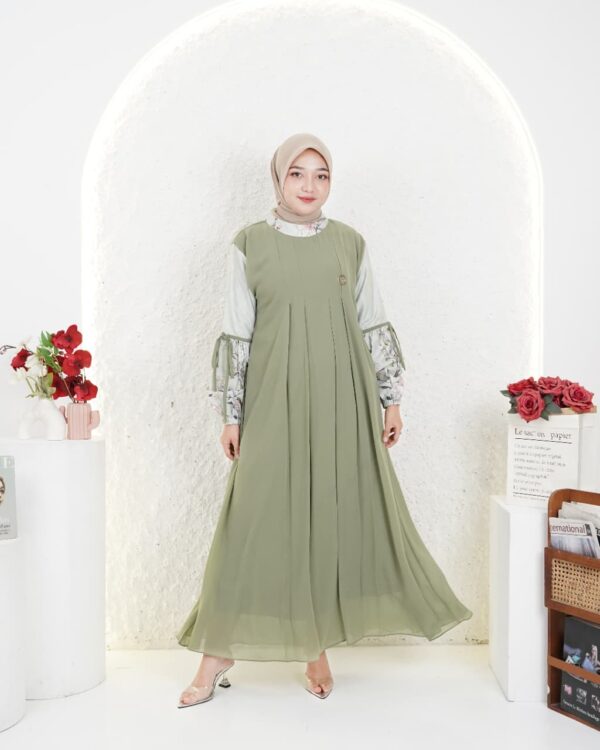 Gamis Muslimah Ceruty Zahrae Motif - Gambar 6